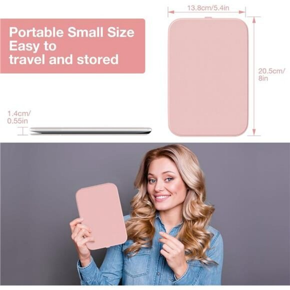 LED Lighted Travel Makeup Mirror Rechargeable Dimmable Portable Vanity Pink - Picture 2 of 7